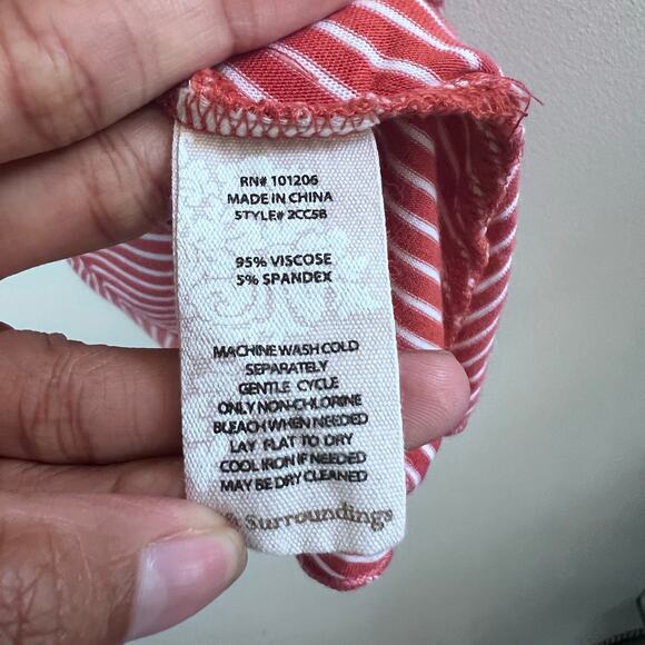 Soft Surroundings Terra Orange & White Striped Tunic Women's Size Medium - Picture 3 of 7